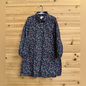 J Crew Crewcuts Girls Ditsy Floral Cotton Long Sleeve Corduroy Dress